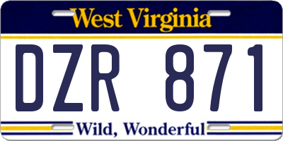 WV license plate DZR871