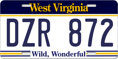 WV license plate DZR872