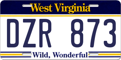 WV license plate DZR873