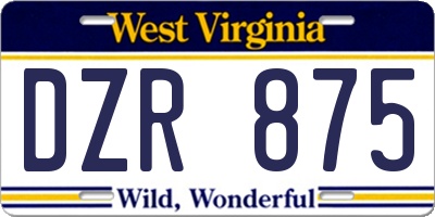 WV license plate DZR875