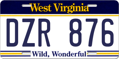 WV license plate DZR876