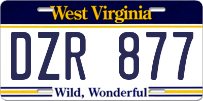 WV license plate DZR877