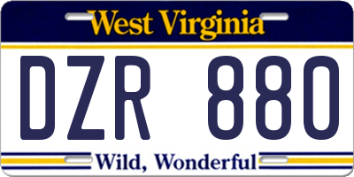 WV license plate DZR880