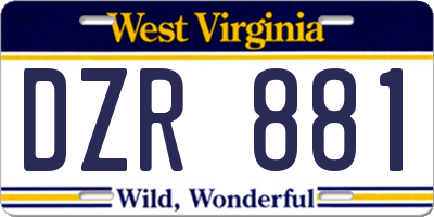 WV license plate DZR881