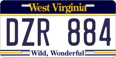 WV license plate DZR884