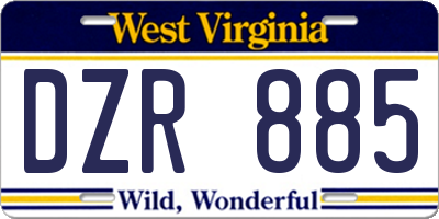 WV license plate DZR885