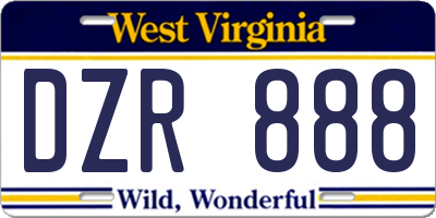 WV license plate DZR888