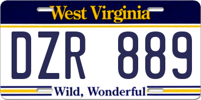 WV license plate DZR889