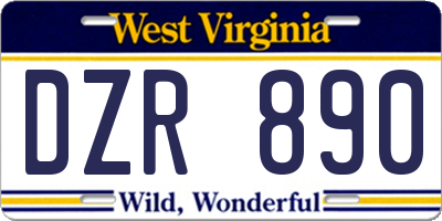 WV license plate DZR890