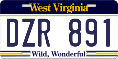 WV license plate DZR891