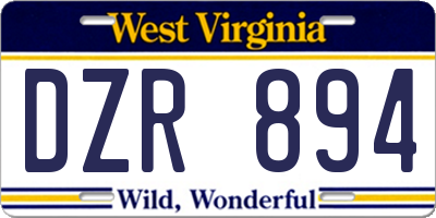 WV license plate DZR894