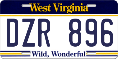 WV license plate DZR896