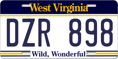 WV license plate DZR898