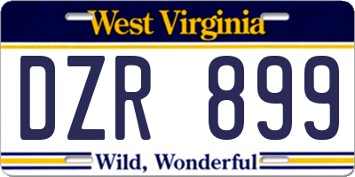 WV license plate DZR899