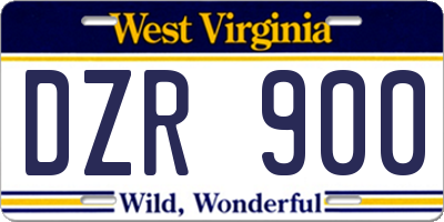WV license plate DZR900