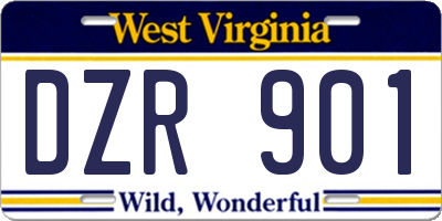 WV license plate DZR901