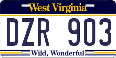 WV license plate DZR903