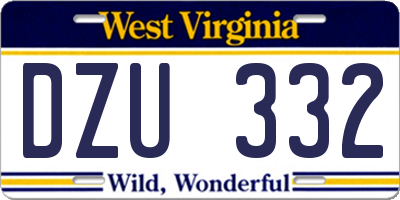 WV license plate DZU332