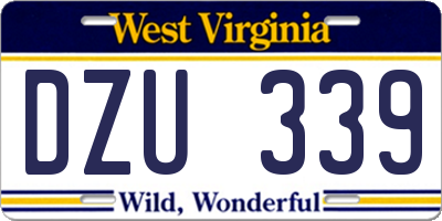 WV license plate DZU339