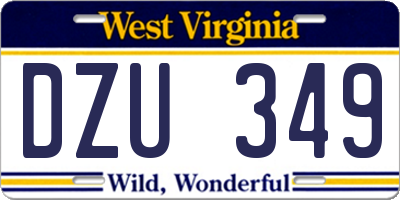 WV license plate DZU349