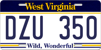 WV license plate DZU350