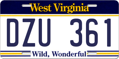 WV license plate DZU361