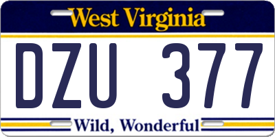 WV license plate DZU377