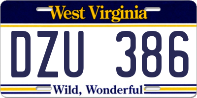 WV license plate DZU386