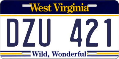 WV license plate DZU421