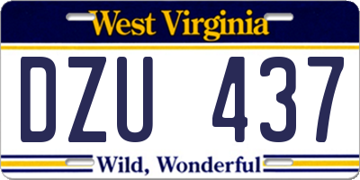 WV license plate DZU437