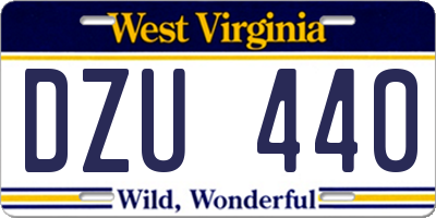 WV license plate DZU440