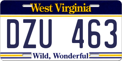 WV license plate DZU463