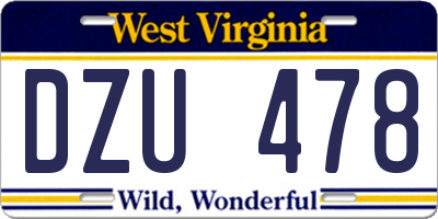 WV license plate DZU478