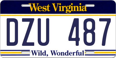 WV license plate DZU487