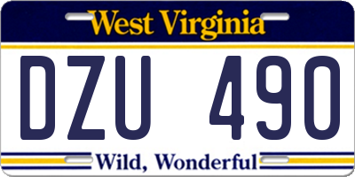 WV license plate DZU490