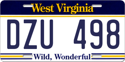 WV license plate DZU498