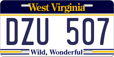WV license plate DZU507