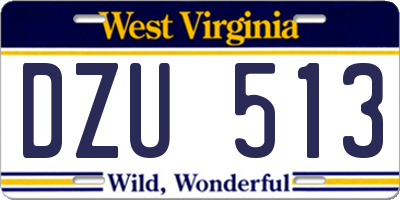 WV license plate DZU513