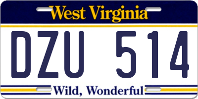 WV license plate DZU514