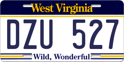 WV license plate DZU527