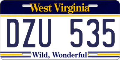 WV license plate DZU535