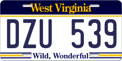 WV license plate DZU539