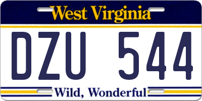 WV license plate DZU544