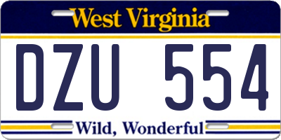 WV license plate DZU554