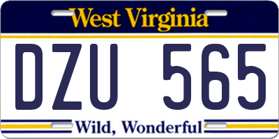WV license plate DZU565