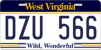 WV license plate DZU566
