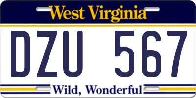 WV license plate DZU567