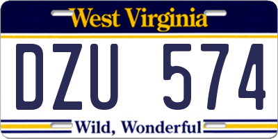 WV license plate DZU574