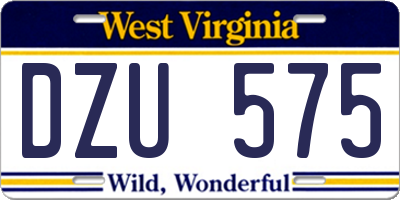 WV license plate DZU575