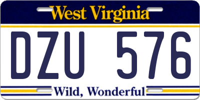 WV license plate DZU576